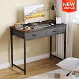 WOHOMO Small Computer Desk with Drawers, 31.5 Inch Black Vanity Desk with Storage, Home Office Computer Desk for Small Spaces, Modern Work Writing Study Table, Black WOHOMO