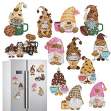 Sitsink Gnome Diamond Art Magnet - Cute Coffee Gnome Diamond Painting Refrigerator Stickers, Coffee Cookie 3D Gem Art Fridge Magnet Stickers Kit for Adult Sitsink