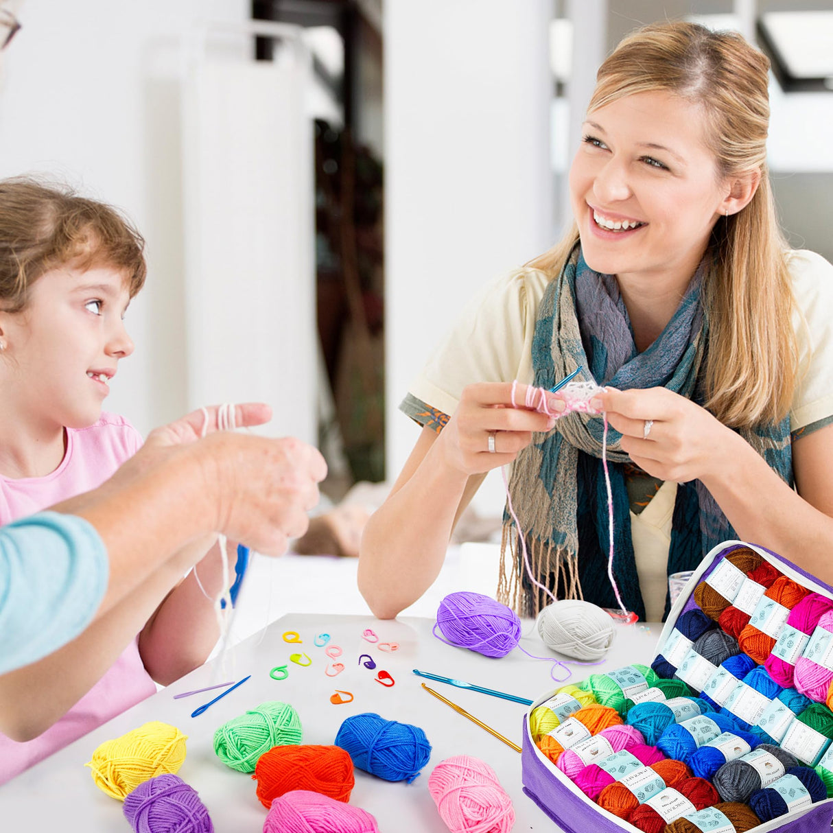 INSCRAFT 62 Acrylic Yarn Skeins, 2170 Yards, Perfect Crochet Beginner Kit for Adults INSCRAFT