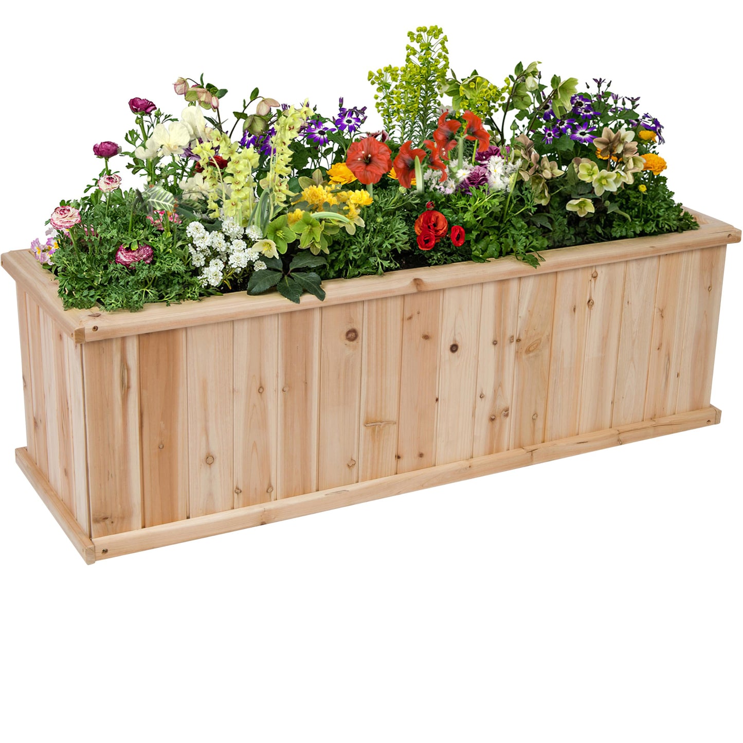 Shine Company Premium Cedar Raised Garden Bed, Planter Box for Vegetables, Flowers, or Herbs 48" L x 13.25" D x 12.5" H