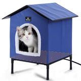 MARUNDA Heated Cat Houses for Outdoor Cats in Winter, Heated cat House for Indoor and Kitty Shelter for Your Pet to Stay Warm and Cozy,Easy to Assemble. (Dark Blue, Small) MARUNDA
