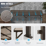 SUNCROWN 10'x14' Hardtop Gazebo, Wall-Mounted Gazebos Pergola, Outdoor Reclining Gazebos with Metal Frame, Lean to Gazebo Metal Awnings for Patio, Deck, Backyard, Porch, Lawns SUNCROWN