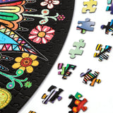 Bgraamiens Puzzle-Blooming Flowers-1000 Pieces Creative Geometric Round Blue Board Colorful Mandala Jigsaw Puzzle Bgraamiens