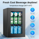 Electactic 24 Cans Beverage Refrigerator Cooler, Mini Fridge Countertop Drink Cooler for Soda, Canned Beer, Adjustable Digital Temperature Control for Home Dorm Office, Black Electactic