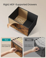 SONGMICS Dresser for Bedroom, Chest of Drawers, TV Stand, Steel, MDF, 5 Non-Woven Fabric Drawers, Storage Organizer Unit, Closet, Entryway, Rustic Brown and Ink Black ULGS322B02S SONGMICS