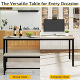 Rovibek Dining Table Set for 4 with 2 Benches – Space-Saving Kitchen Table Set for Kitchen & Dining Room, Grey Rovibek