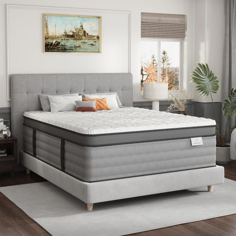 Onlylucky Firm King Size Mattress, 12 Inch Hybrid Gel Memory Foam King Mattress with Pocket Springs for Pressure Relief & Motion Isolation, Premier Comfort Night Sleep, Bed in a Box, CertiPUR-US Onlylucky