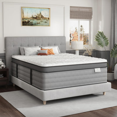 Onlylucky Firm King Size Mattress, 12 Inch Hybrid Gel Memory Foam King Mattress with Pocket Springs for Pressure Relief & Motion Isolation, Premier Comfort Night Sleep, Bed in a Box, CertiPUR-US