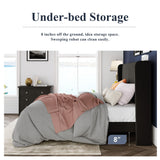 Allewie King Size Velvet Bed Frame/Vertical Channel Tufted Wingback Headboard/Upholstered Platform Bed/Strong Wooden Slats/No Box Spring Needed/Easy Assembly/Black Allewie