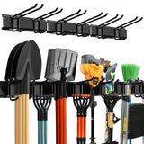 Garage Wall Organizer | 48" Heavy-Duty Tool Storage Rack | Adjustable Double-Layer Hooks | 300 lbs Capacity | Carbon Steel Wall Mount Holder for Shovels, Rakes, Ladders & Power Tools TIDYME
