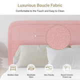 King Size Bed Frame, Upholstered Platform Bed King with Headboard, Boucle Soft and Cloud Bed Frame, Modern Style, No Box Spring Required, Easy Assembly, Pink BarnFurin