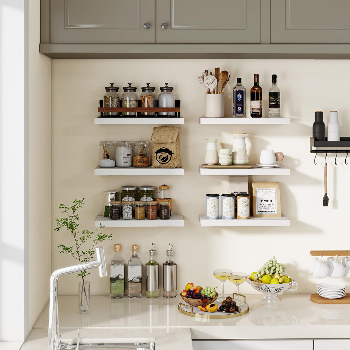 Venusmiles Floating Shelves for Wall, Wall Mounted Shelves with Invisible Brackets, 3 Small Wood Floating Wall Shelf Shelves for Living Room, Bedroom, Kitchen, Bathroom (White, 15" W x 6" D x 1" H) Venusmiles