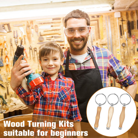 XunYee 12 Pcs WoodTurning Keychain Kit Woodturning Project Kit Wood Turning accessories Mandrel Woodturning keychain for Carpentry woodworker gift (Sliver) XunYee