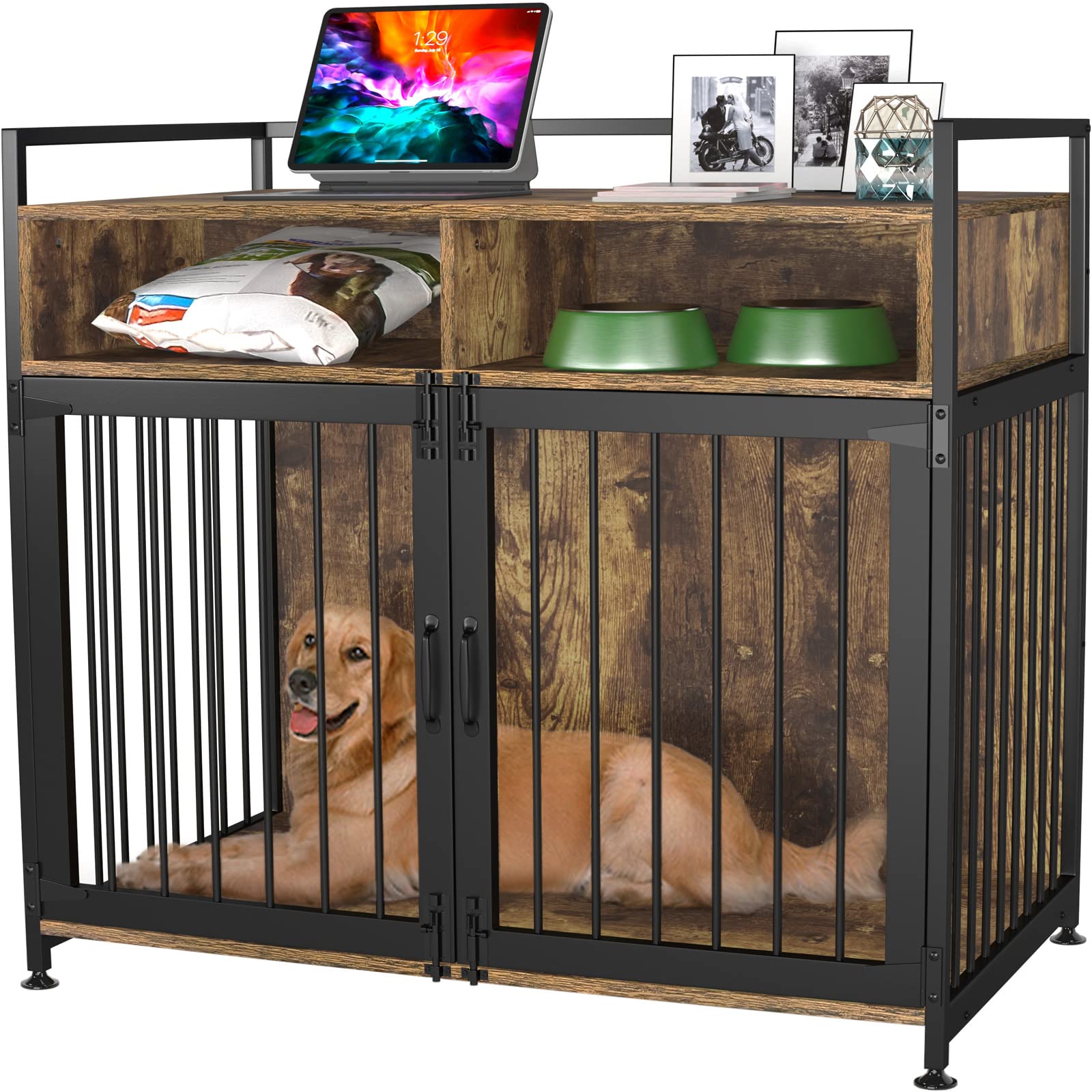 GDLF Dog Crate Furniture-Style Cages for Dogs Indoor Heavy Duty Super Sturdy Dog Kennels with Storage and Anti-Chew (41Inch = Int.dims:39.4”Wx22.2”Dx23”H) - WoodArtSupply