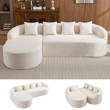 104.3" Boneless Curved Couch, l Shaped 4-Seater Cloud Couch with Deep Seat Chaise, Oversized Curved Sofa, Chenille Modular Sectional Couches for Living Room, No Assembly, Beige Abbrevi