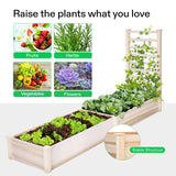 VIVOSUN Wooden Raised Garden Bed, 48 x 24 x 30 Inches, Outdoor Wood Planter Box with Gloves and a Liner, with Trellis for Vine Climbing for Garden, Patio, Balcony, Backyard and Outdoors VIVOSUN