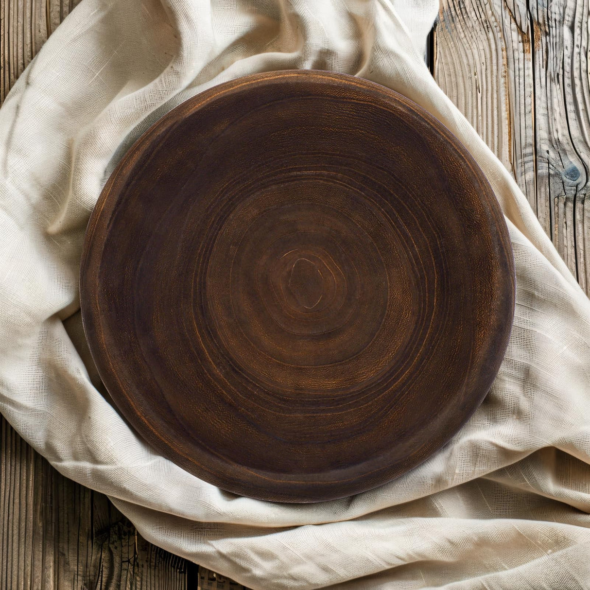 SAMGUYUE Wooden Bowls Round Decorative Paulownia Wood Centerpiece Bowls for Home Decor Blackened Fruit Bowl for Coffee Table Key Tray for Entryway Moss Holder (Black) SAMGUYUE