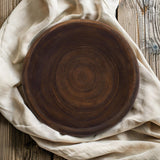 SAMGUYUE Wooden Bowls Round Decorative Paulownia Wood Centerpiece Bowls for Home Decor Blackened Fruit Bowl for Coffee Table Key Tray for Entryway Moss Holder (Black) SAMGUYUE