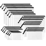 SUNEE Multisize Mesh Zipper Pouches (Black, 21 Packs), Water-Resistant Zip Bag for School Office Supplies, Puzzles & Games Organizing Storage SUNEE