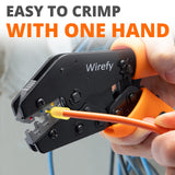 Wirefy Crimping Tool Set 11 PCS - High Leverage Wire Crimper 9" - Heat Shrink, Nylon, Insulated Flag, Non-Insulated Connectors Wirefy