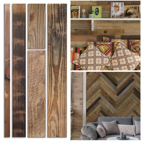 W&S 10Pack Peel and Stick Real Reclaimed Barn Wood Wall Paneling. Adhesive Shiplap Boards for Wall, Vintage Farmhouse Rustic Natural Wooden Panel for Living Room Bedroom RV Interior Accent (11.14Sqft) W&S WOOD & STONE