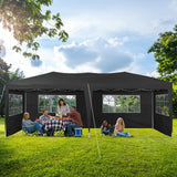 TUKAILAI 10' x 20' Pop Up Gazebo Marquee, Anti-UV Party Wedding Tent Event Shelters with 6 Removable Sidewalls & Carry Bag, Heavy Duty Instant Canopy for Outdoor Camping Garden Patio (Black) TUKAILAi
