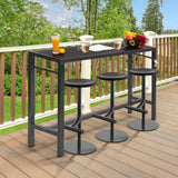 Murago 53x39x17 Patio Extra Wide Long Counter Height Bar Table with Weather Resistant, Outdoor Pub Bar Console, Waterproof, with Composite Top, Bottle Opener, Rustproof, Black Murago