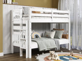 Bedz King Bunk Beds Twin over Twin Mission Style with End Ladder, White Bedz King