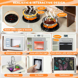 BRINJOY 3-Piece Kids Kitchen Playset, Walk-in Wooden Play Kitchen Set for Toddlers, Modular Pretend Play Kitchen w/Light&Sound, Large Corner Kitchen Cooking Toy w/Coffee Capsule, Gift for Girls Boys BRINJOY