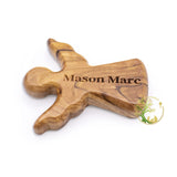 Personalized little Guardian Angel | Tiny Olive wood Pocket or Handheld Angel for protection Religious Gift for kids |Perfect Baptism Favors PHLG