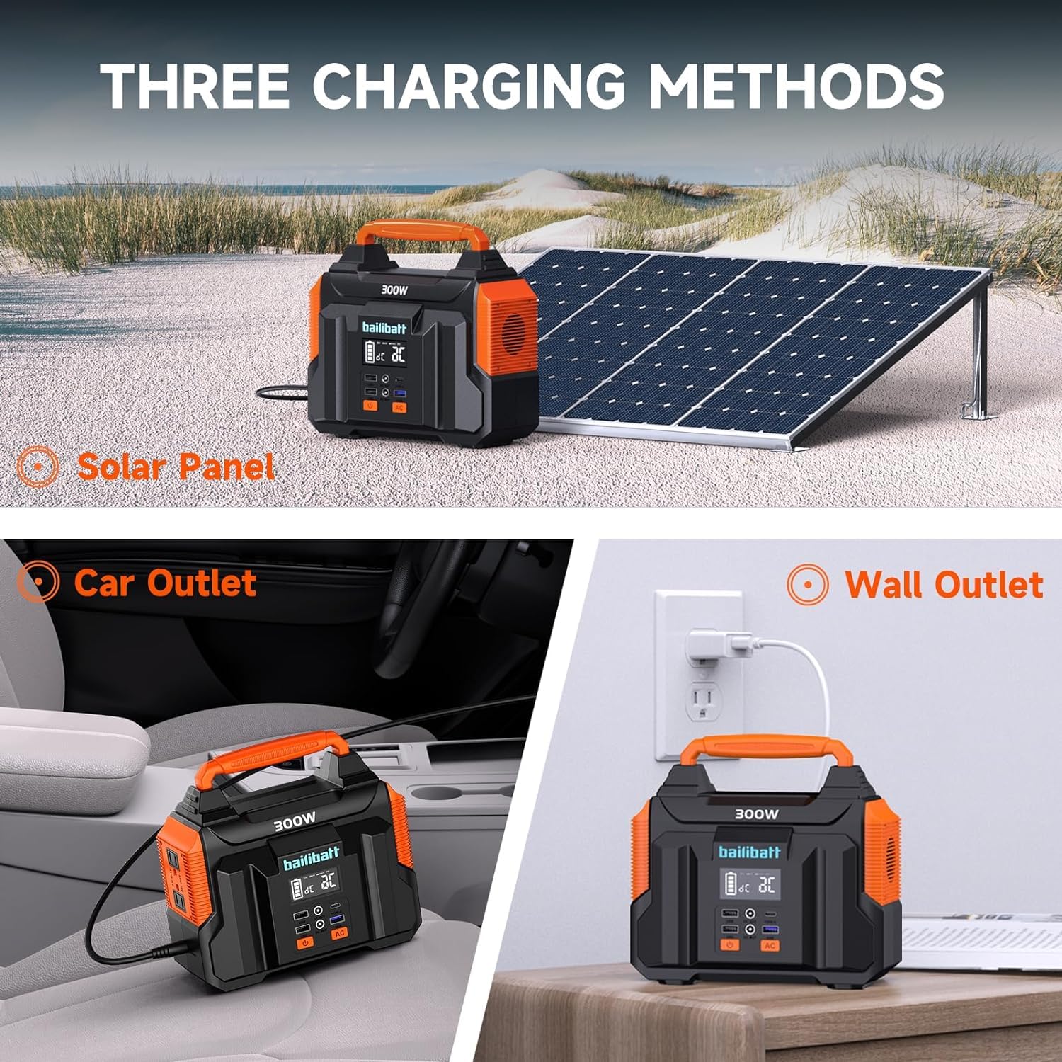 Portable Power Station 300W 257wh Lithium Battery Bailibatt Small Portable Generator for Home Use Camping Travel Emergency Hunting Outdoor, Large Power Bank with AC Outlet for Laptop - WoodArtSupply