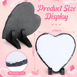 Seajan 18 Pieces Sublimation Slate Blanks Heart Shaped Stone Customized Memorial Frame with Display Stands 5.9 x 5.9 Inch Rock Sublimation Plaque Blank Personalized Picture Frame for Heat Transfer Seajan