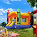Cloud 9 Commercial Grade Crayon Castle Bounce House with Built-in Roof and Emergency Escape Hatch for Safety - 100% PVC 17' x 13' Bouncer - Inflatable Only Cloud 9