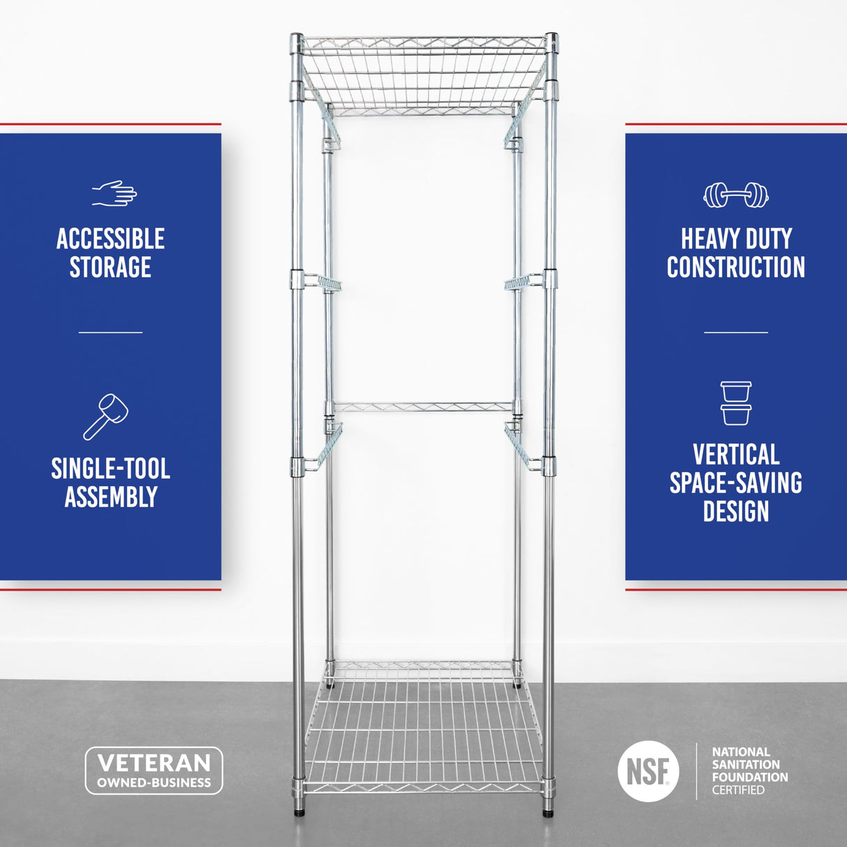 SafeRacks 5-Tier Steel Tote Rack WS-BR27 - Maximize Space, Declutter, NSF Certified, Bin Storage for Garage, Pantry, Kitchen, 31" x 23" x 68" (Silver, 1 Pack) SafeRacks