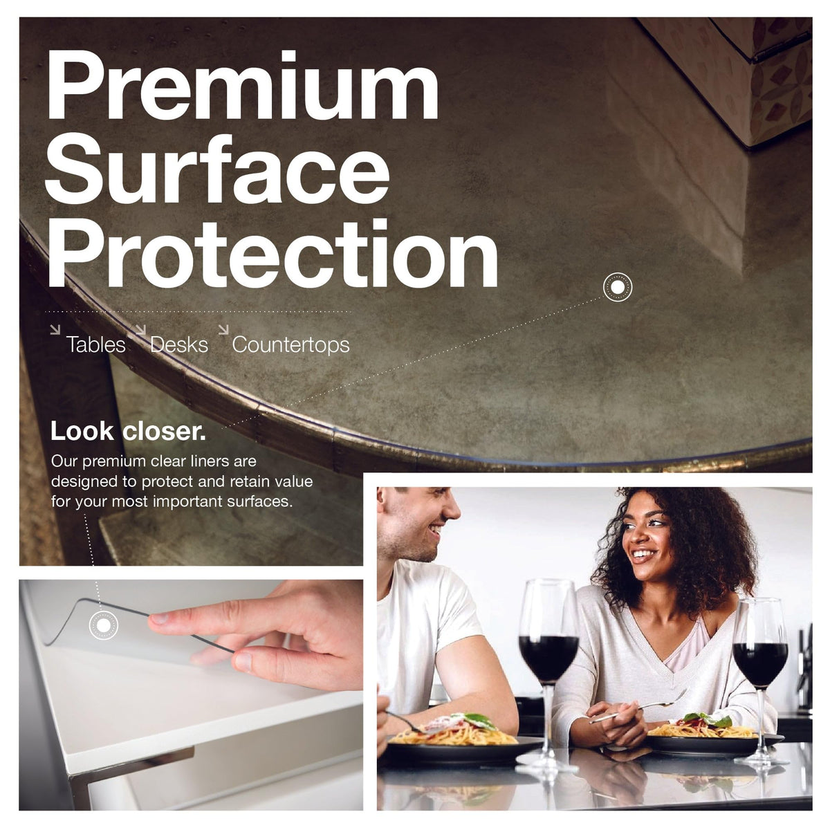 ExactMade - Clear Table Protector, USA Made, Safe, 25 x 55 Inch, 2mm Thick Ultra Clear Smooth Vinyl, Heavy Duty Clear Table Mat for Work Bench, Clear Desk Mat Cut to Size for Office Desk ExactMade