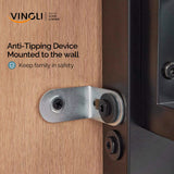 VINGLI Twin Over Full Bunk Bed for Kids/Adults with Stairs Flat Rungs, Heavy Duty Metal Slats, No Box Spring Needed, Black VINGLI