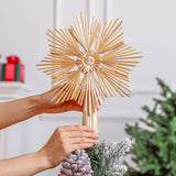 Lineshading Christmas Straw Star Snowflake Tree Topper Straw Ornaments 10 x 12 Inch Swedish Style Nordic Tree Topper for Christmas Tree Office Home Indoor Desktop Adults Decoration(Classic) Lineshading