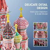 CubicFun LED Russia Cathedral 3D Puzzles for Adults Kids, St.Basil's Cathedral Architecture Building Church Model Kits Toys for Teens, 224 Pieces CubicFun