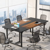 Tribesigns 6FT Conference Table, 70.8" Meeting Seminar Table up for 8 People, Business Style Large Office Conference Room Table Boardroom Desk with Strong Metal Legs Tribesigns