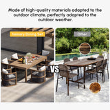 homary 7 Piece Outdoor Patio Dining Table Set, Weather Resistant Outdoor Dining Table Set with Aluminum Top Dining Table and 6 Woven Arm Chairs with Cushions for Backyard, Patio or Deck, Natural homary