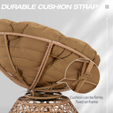 38'' 360 Degree Swivel Wicker Papasan Chair with Cushion and Base - Thickened Rattan Swivel Papasan Chair with Soft Cushion and Durable Frame, Oversized Reading Chair for Living Room, Camel MeetLeisure