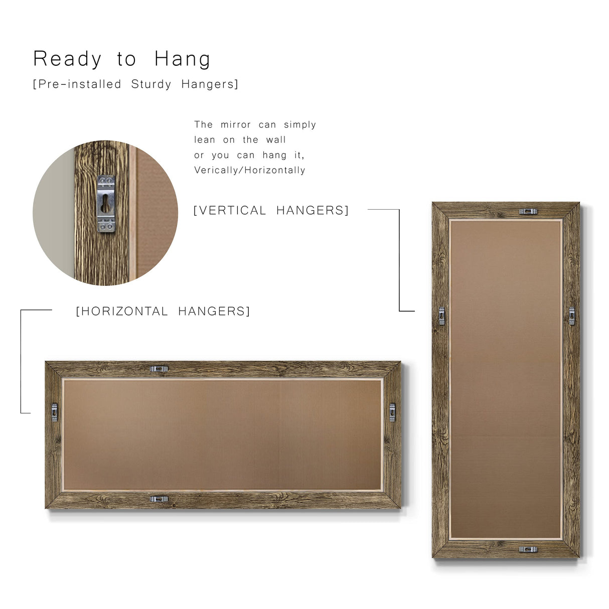 Wexford Home Barnwood Wood Full Length Mirror - Distressed Tonal Walnut (AR2-L05S) WEXFORD HOME