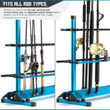 Savior Equipment Fishing Rod Rack Holder Organizer, Lightweight Aluminum Vertical Fish Pole Garage Storage Ground Display Stand, Hold Up to 24 Slots Fresh Salt Water Spinning Rods & Reel Combo, Blue Savior Equipment