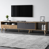 GlimBiz Extendable TV Stand, Mid Century Modern TV Stand for 55/60/65 inch TV, Farmhouse TV Stand, Entertainment Center with Storage, TV and Media Consol for Living Room GlimBiz