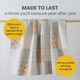 SLPR Cotton Quilted Throw Blanket, 50" x 60" Floral Farmhouse Patchwork Quilt, Shabby Chic Patchwork Throw Lap Quilt for Couch, Country Lane SLPR