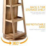 LVSOMT 360° Swivel Jewelry Cabinet with Full Length Mirror, 63" Large Jewelry Armoire Organizer, Lockable Mirror with Jewelry Storage, Floor Standing Mirror, Rear Storage Shelves LVSOMT