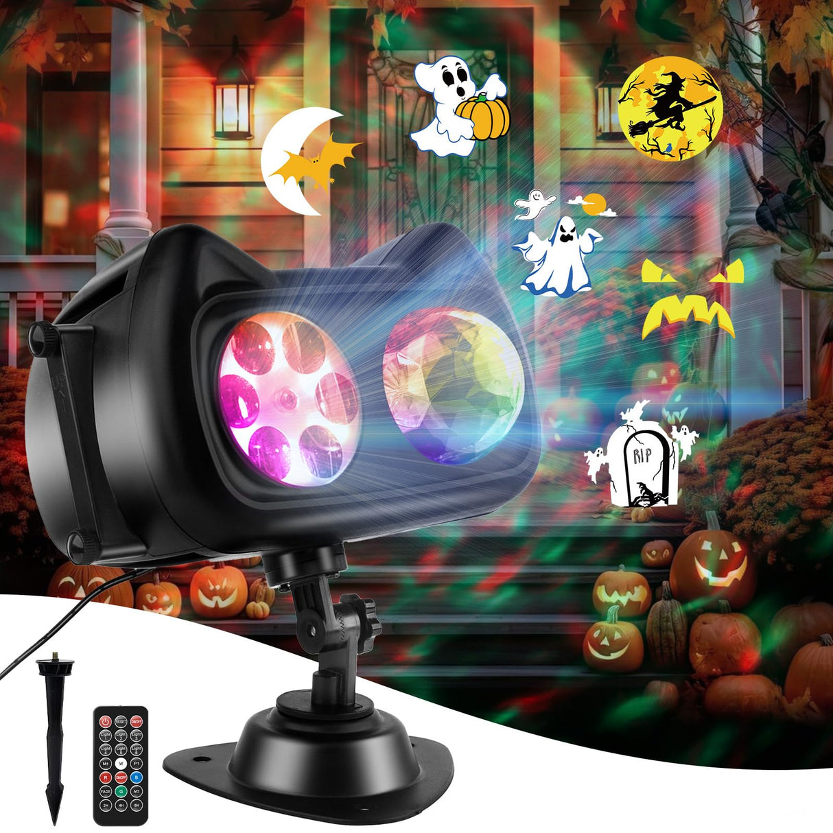 2025 Upgrade Halloween Christmas Projector Lights Outdoor with Memory Function, 58 HD Effects (3D Ocean Wave + Patterns) LED Landscape Lights Waterproof for Indoor Yard Home Party Holiday Decorations ANTEQI