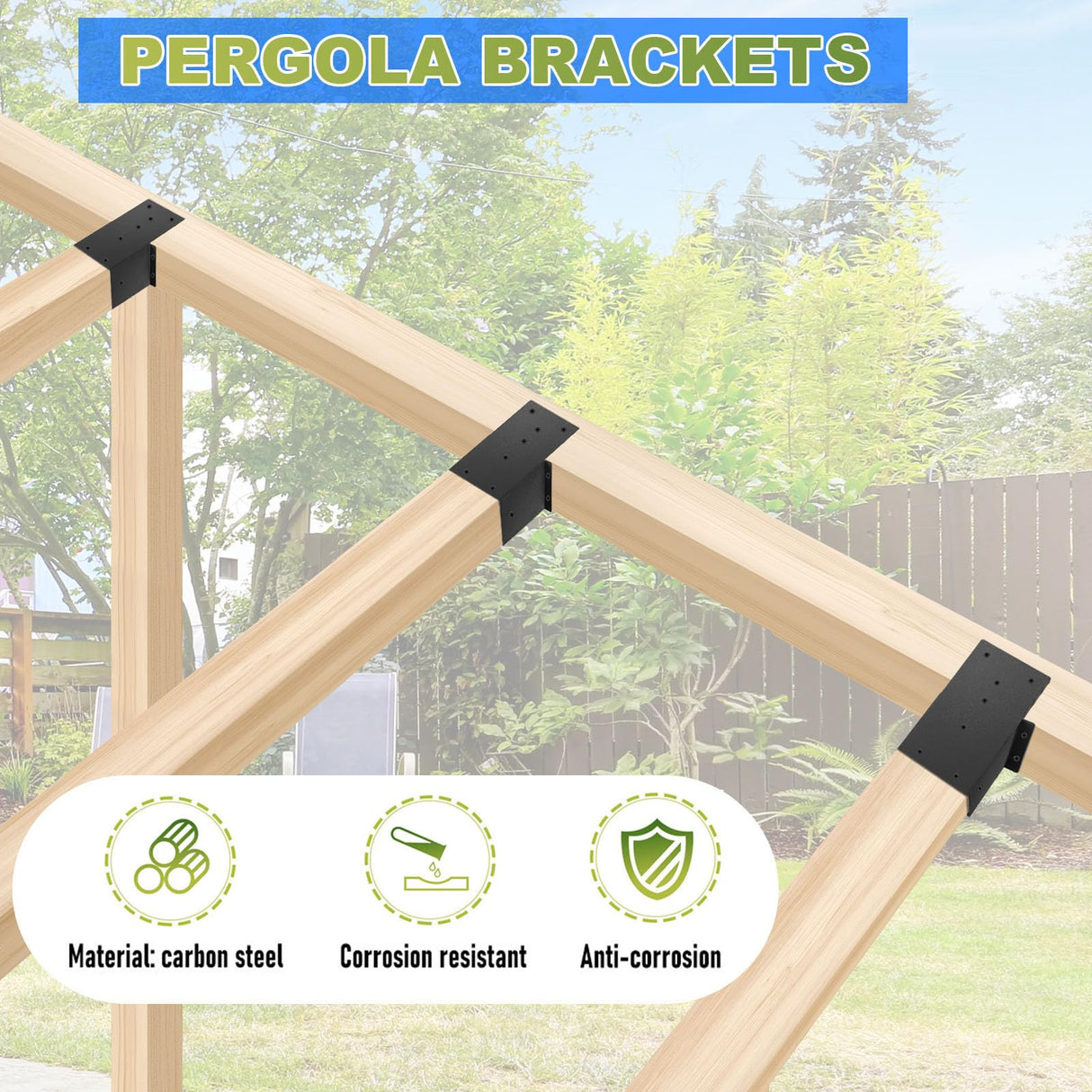 4 Pcs Pergola Brackets 6x6 (Actual 5.6 "x 5.6") Rafter Post Brackets，Deck Railing Brackets, Pergola Kit for Wood Posts or Deck Railing (with Screws) XIHUWZ