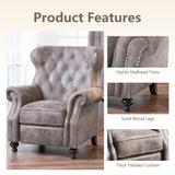 Pushback Recliner Chair, Fabric Armchair Push Back Recliner with Rivet Decoration, Mid Century Wingback Accent Chair for Living Room, Bedroom, Stable Hump Feet (Brown Gray) anwickjeff