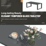 Solaste Aluminum Patio Furniture Set, 4 Pcs Modern Outdoor Conversation Set Couch Sofa with Upgrade Cushion and Glass top Coffee Table,Grey Solaste